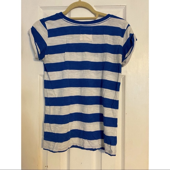 Blue and White Striped Tee | Size XS - Picture 2 of 2